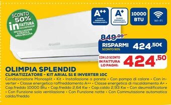 Euronics Olimpia splendid climatizzatore - kit arial s1 e inverter 10c offerta