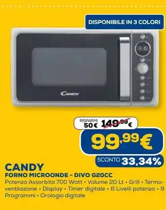 Euronics Candy forno microonde - divo g20cc offerta