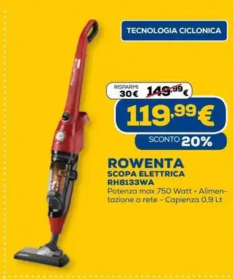 Euronics Rowenta scopa elettrica rh8i33wa offerta