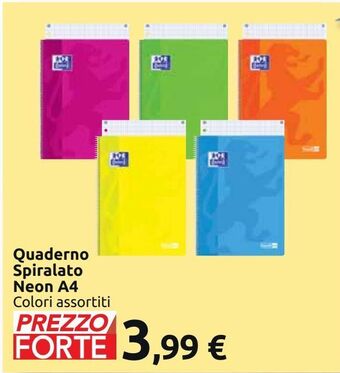 Quaderno spiralato neon a4