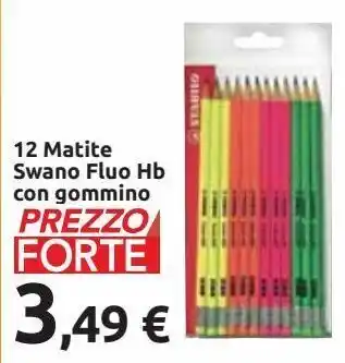12 matite swano fluo hb con gommino stabilo
