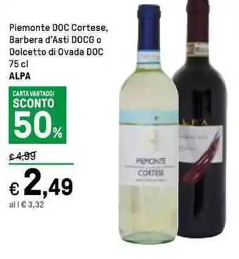 Iper La Grande Alpa Piemonte DOC Cortese, Barbera d'Asti DOCG o Dolcetto di Ovada DOC 75 cl offerta
