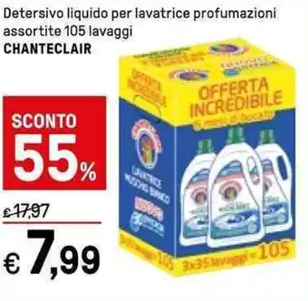 Iper La Grande Chanteclair Detersivo liquido per lavatrice profumazioni assortite 105 lavaggi offerta