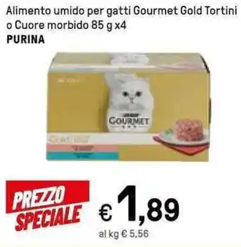 Iper La Grande Purina Gourmet Gold Alimento umido per gatti Tortini o cuore morbido 85 g x4 offerta