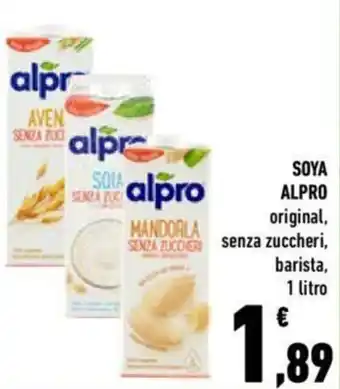 Conad City Alpro Soya original, senza zuccheri, barista, 1 litro offerta