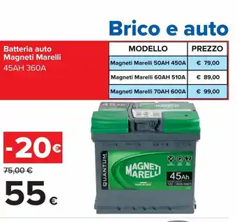 Batteria auto magneti marelli 45ah 360a