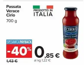 Carrefour Iper Passata verace cirio 700g offerta