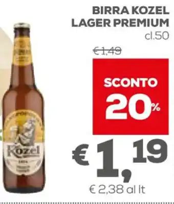 Pan Kozel Birra Lager Premium cl.50 offerta