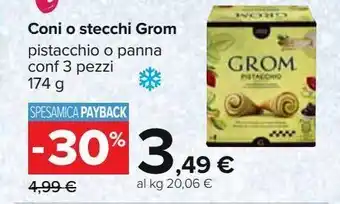 Coni o stecchi grom pistacchio o panna
