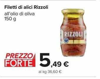 Carrefour Iper Filetti di alici rizzoli all'olio di oliva 150g offerta