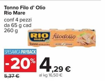 Carrefour Iper Tonno in olio d'oliva rio mare offerta