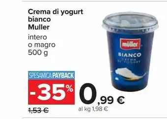 Carrefour Iper Crema di yogurt bianco muller intero o magro 500g offerta