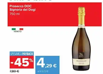 Carrefour Iper Prosecco doc signoria dei dogi 750 ml offerta