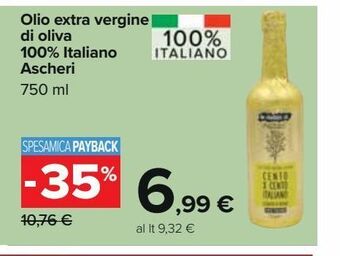 Carrefour Iper Olio extra vergine di oliva 100% italiano ascheri 750 ml offerta