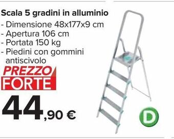 Carrefour Iper Scala 5 gradini in alluminio offerta