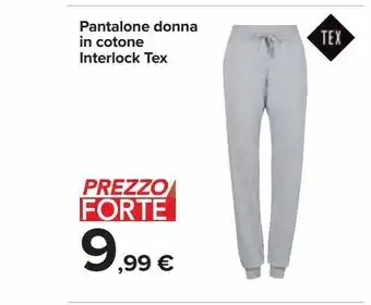 Pantaloni donna in cotone interlock tex
