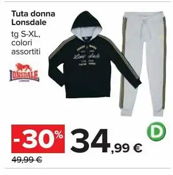 Carrefour Iper Tuta donna lonsdale offerta