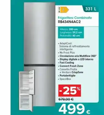 Carrefour Iper Frigorifero combinato rb434n4ac2 offerta