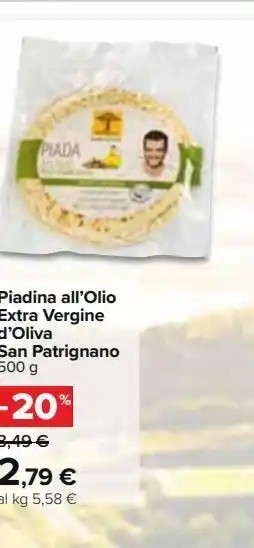 Carrefour Iper Piadina all'olio extra vergine di oliva san patrignano 500g offerta
