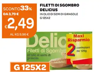 Ekom Filetti Di Sgombro Delicius In Olio Di Semi Di Girasole G 125x2 offerta