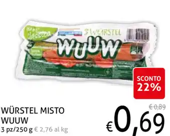 Ecu Discount Würstel Misto Wuuw 3 pz/250g offerta