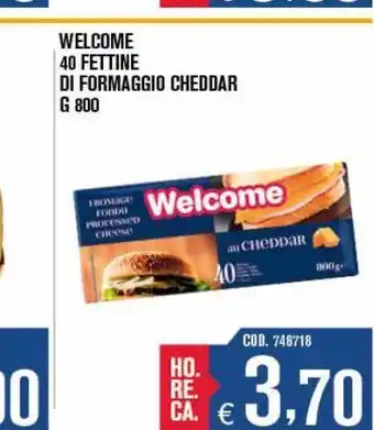 Adhoc Welcome 40 fettine di formaggio cheddar g 800 offerta