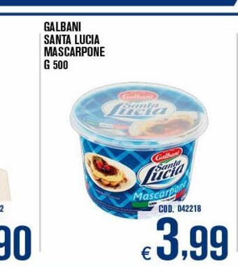 Adhoc Galbani santa lucia mascarpone g 500 offerta