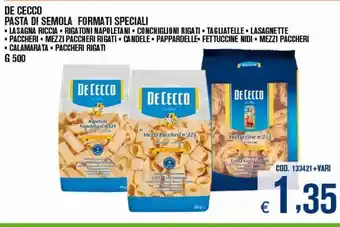 Adhoc De cecco pasta di semola formati specialo offerta