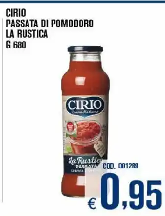 Adhoc Cirio passata di pomodoro la rustica g 680 offerta