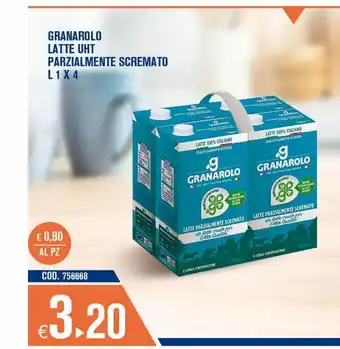 Adhoc Granarolo latte uht parzialmente scremato l 1 x 4 offerta