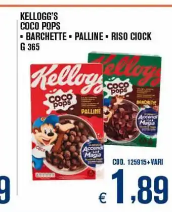 Adhoc Kellogg's coco pops barchette / palline / riso clock g 365 offerta