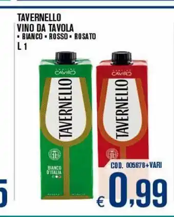 Tavernello vino da tavola bianco rosso rosato l 1