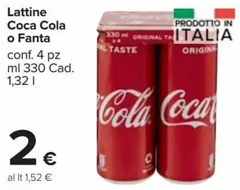 Carrefour Market Lattina coca cola o fanta offerta