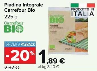 Carrefour Market Piadina integrale carrefour bio offerta