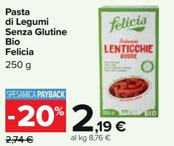Pasta di legumi senza glutine bio felicia