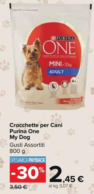 Carrefour Market Crocchette per cani purina one my dog offerta