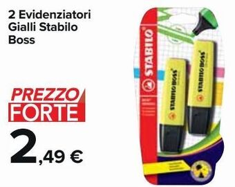 2 evidenziatori gialli stabilo boss