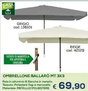 Casa & Co Ombrellone Ballarò MT 3x3 offerta