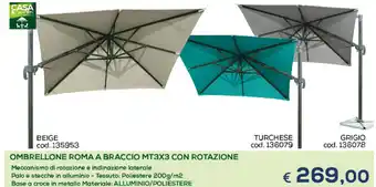 Ombrellone Roma a Braccio MT 3x3 Con Rotazione