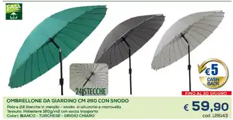 Casa & Co Ombrellone Da Giardino CM 260 Con Snodo offerta