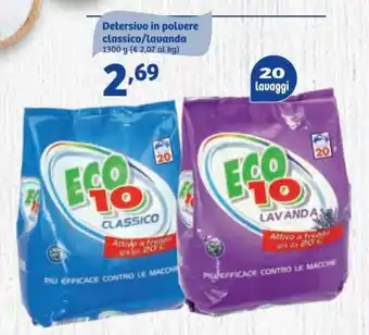 In'S Mercato Eco 10 Detersivo in polvere classico/lavanda 1300 g offerta