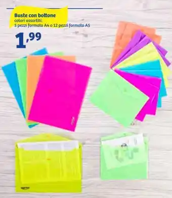 In'S Mercato Buste con bottone 5 pezzi A4 o 12 pezzi A5 offerta