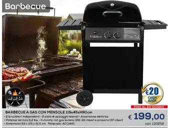 Barbecue a Gas Con Mensole 115x45xH90cm
