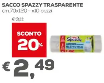 Pan Domo pak Sacco Spazzy Trasparente 70x120 cm - x10 pezzi offerta