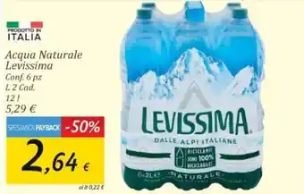 Carrefour Levissima Acqua Naturale Conf. 6 pz 12 l offerta