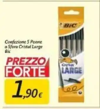 Carrefour BIC Confezione 5 Perme a Sfera Cristal Large offerta