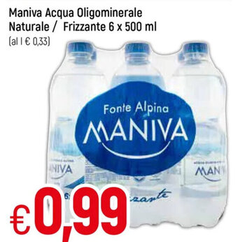 Galassia Maniva Acqua Oligominerale Naturale/Frizzante 6 x 500 ml offerta