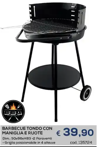 Barbecue Tondo Con Maniglia E Ruote