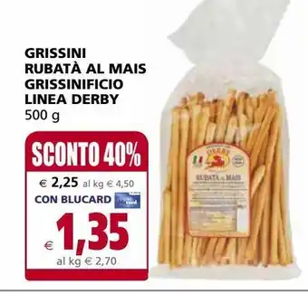 Grissini rubata al mais grissinificio linea derby