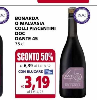Bonarda o malvasia colli piacentini doc dante 45